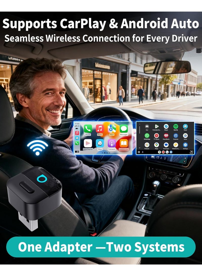 OTTOCAST Mini Pico 2-in-1 Wireless CarPlay & Android Auto Adapter 2026 – Plug & Play USB Dongle for iPhone & Android, Auto Connect, Wi-Fi 6 & Bluetooth 5.4, One-Tap Disconnect, Easy Device Switch, Ultra-Small & Fast - Image 3